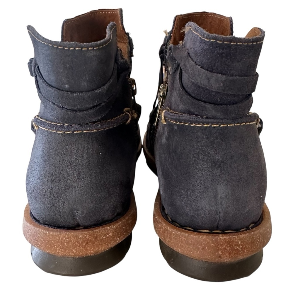 Born Navy Suede Lace-Up Ankle Booties with Tan Crepe Sole - Picture 7 of 14